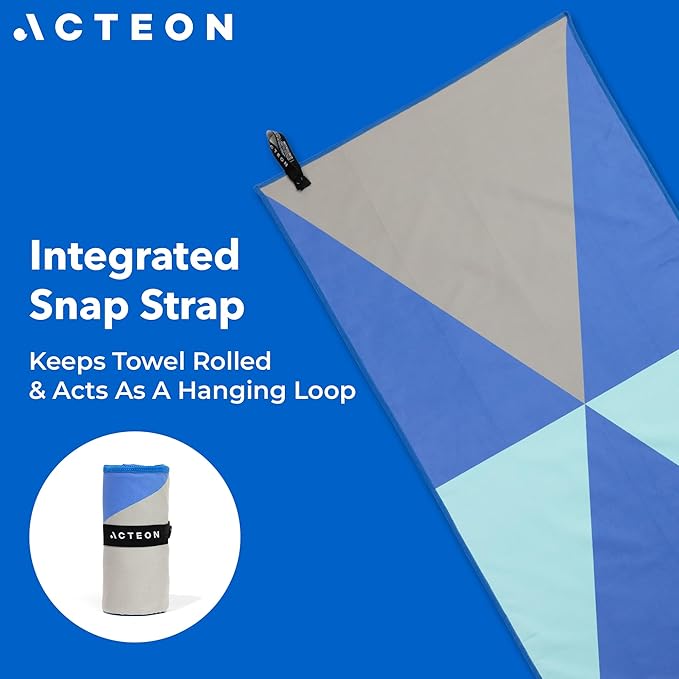 Acteon Wet Dry Travel Bag, Splash Water Resistant & Heavy Duty Zipper Reusable Bags, Small Pocket-Friendly Pouch, Pool & Gym - Large Quick Dry Silver ION Odor-Free Mega Absorbent Fiber (Current)