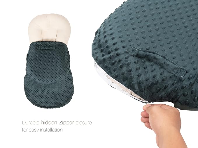 Mila Millie Water Resistant Removable Cover for Newborn Lounger | Minky Sensory Touch Slipcover for Baby Floor Seat | Premium Quality Soft Wipeable Fabric | Hypoallergenic (Forest)
