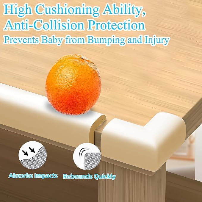 ZOMPAGO Baby Proofing Edge & Corner Protectors, 1 Roll White Foam L-Shape Self-Adhesive Bumper Strip + 8 Corner Guards, Wall & Furniture Safety Bumpers for Nursery, Kitchen, Fireplace, Table, Desk