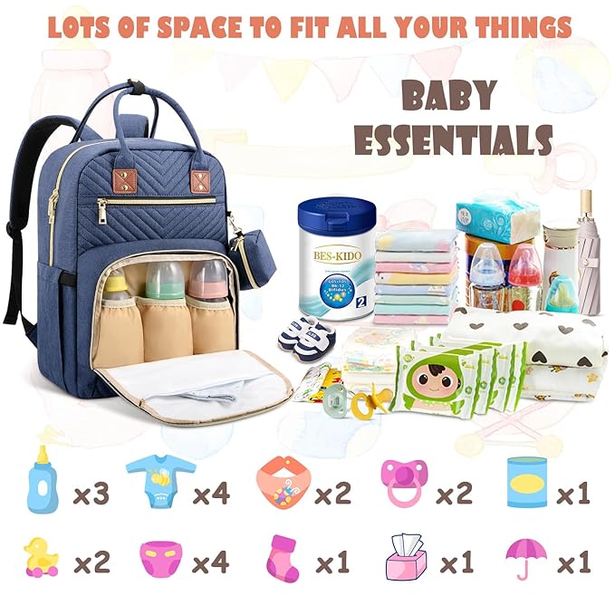 Tenot Baby Diaper Bag Backpack, Travel Diaper Bags for Baby Girl Boy Large Capacity Baby Bag Backpack for Women Peacock Blue