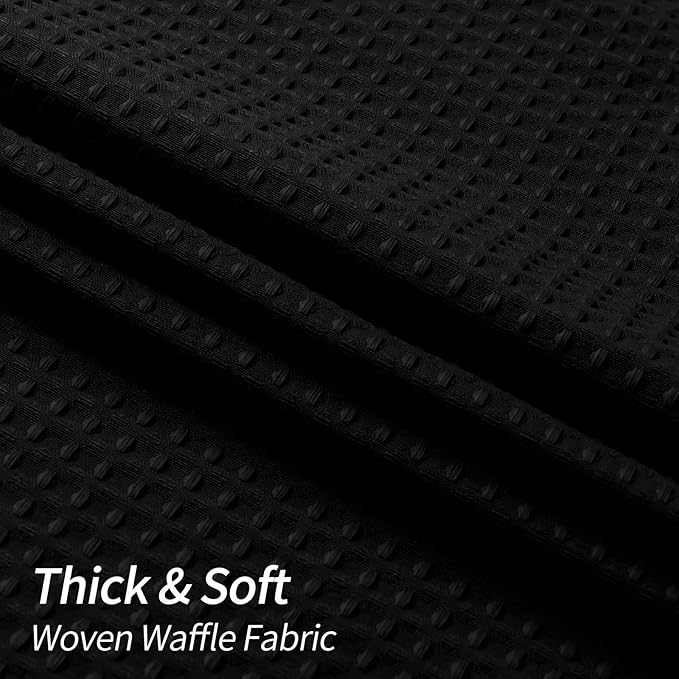 MitoVilla Waffle Black Shower Curtain 72 x 78, Fabric Long Set, Modern Farmhouse for Bathroom Decor, Luxury Hotel Cloth 78 Inch Long