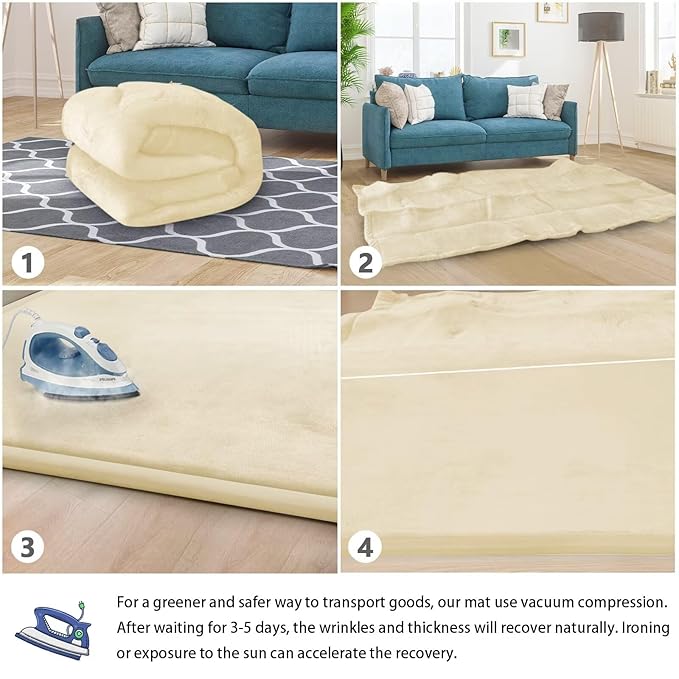 Baby Play Mat for Floor Nursery Rug Muscle Mat Area Rug Playroom Rug 59"x79" Playpen Mat Memory Foam 1.3" Thick Crawling Mat for Babies,Toddlers, Infants, Kids,Light Beige