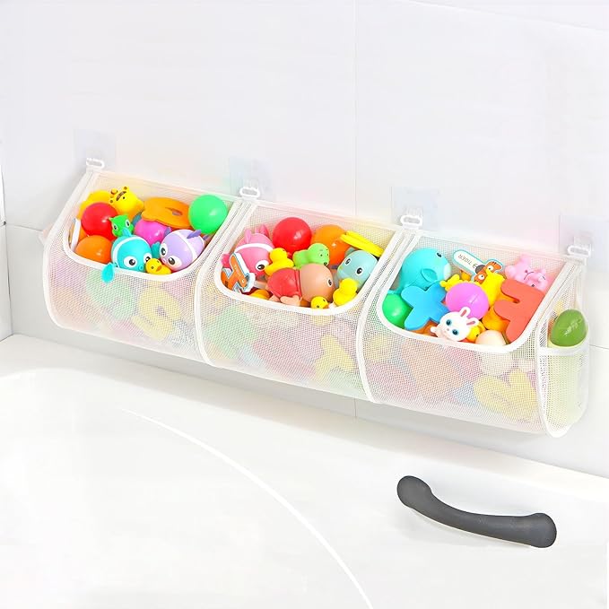 KPH Extra Large Bath Toy Storage Bag, Perfect for organizing Bath Toys efficiently, Features a Quick-Dry mesh That avoids Pooling Water, Ideal for All Baby Bathtub Toys