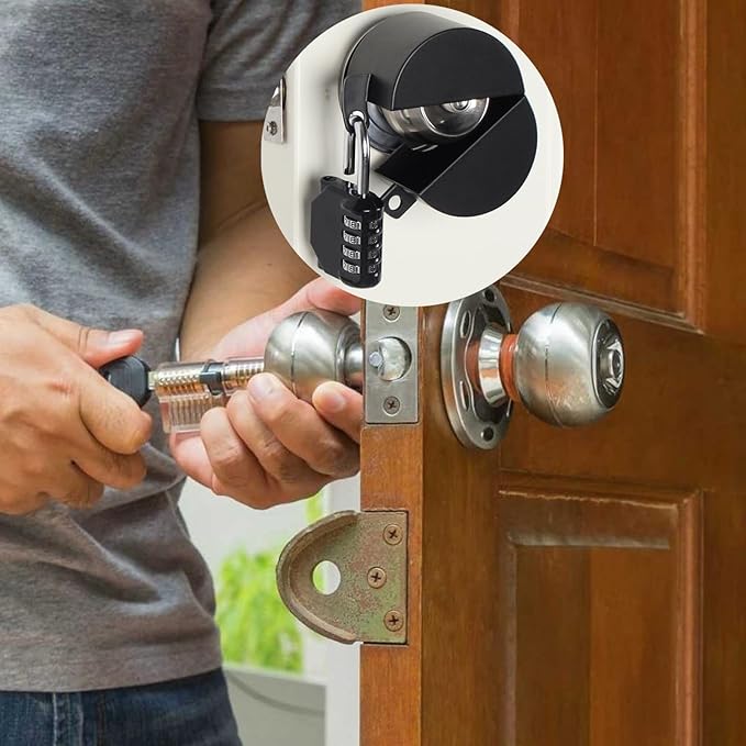 Door Handle Lock, Door Knob Lock Out Device,Cover to Disable The Doorknob/Faucet/Valve, Prevents Turning of Door Knob and Access to Keyhole, Prevents Operating The Knob (Password hanging lock)