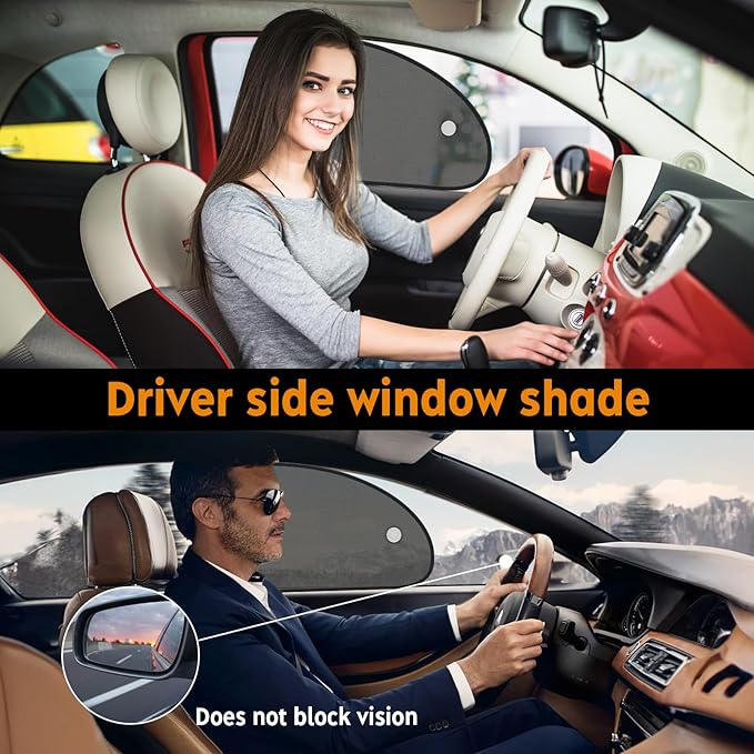 DETAILSAVER 2026 New Upgrade Car Window Shades for Side Window 25"X15"(2 Pack),Car Window Shade for Baby Suction Cup,Sun Shade Side Window Can Blocks 99.98% UVR