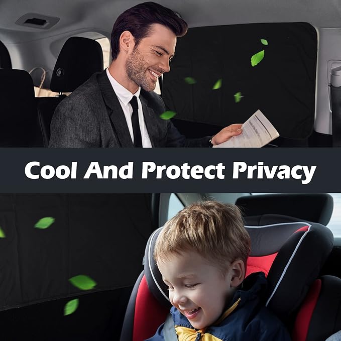 XCBYT 4-Pack Magnetic Car Window Shades for Camping Privacy - 100% Blackout Side Window Covers (Metal Frames Only) - UV Protection Sun Shade for Baby Sleeping - Universal Fit Automotive Curtains