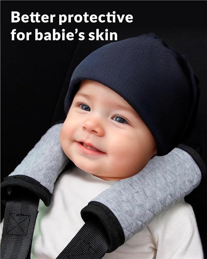 Car Seat Belt Pads 2 Pack for Baby Kids, Soft Reversible Car Seat Shoulder Strap Cover Pads, Seat Neck Strap Covers for Stroller, Carrier, Pushchair - Gray
