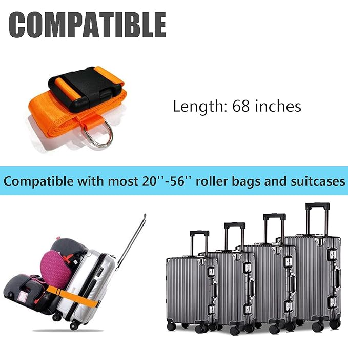 Car Seat Belt Strap to Suitcase, Convert Kid Car Seat and Carry-on Luggage to Airport Stroller Carrier,Safe Travel Solution for Transport (Orange)