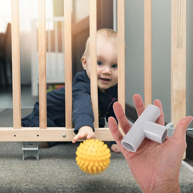 Hemoton 4Pcs Baby Playpen Accessories, T-Shaped and 3-Way Connectors for Baby Play Yard, Light Grey Plastic Replacement Parts, 3.34 X 2.16 X 1.02 Inch
