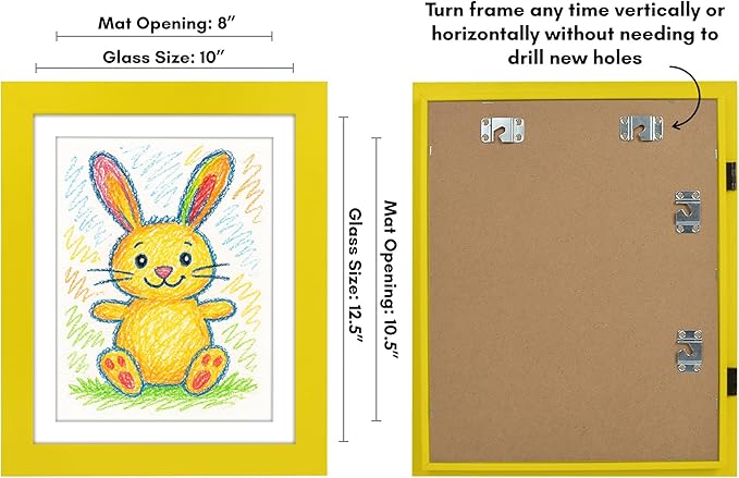 Americanflat Kids Artwork Frame Changeable (Sunshine Yellow) - Magnetic Door Holds 100 Art Pieces - 8.5x11 Letter Size Display with Mat or 10x12.5 Without Mat - My Mini Masterpiece