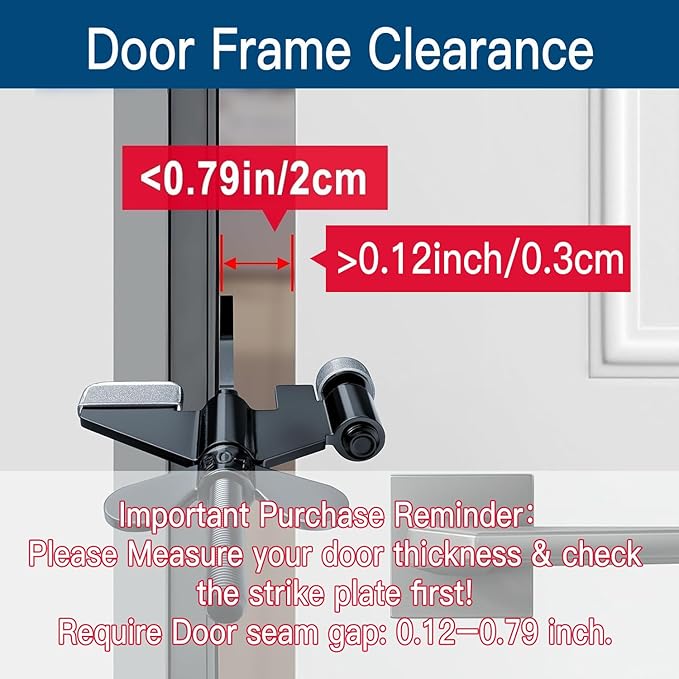 2 Pack Adjustable Portable Door Lock, Hotel Door Locks for Travelers Security, Prevent Unauthorized Entry, Door Stoppers Security for Travel Bedrooms Apartment Airbnb Dorm, with Silicone Caps