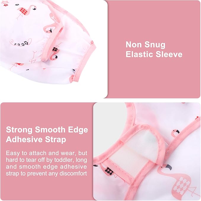 Accmor 4 Pack Long Sleeve Bibs, Baby Smock Waterproof Sleeved Bib Smock for Baby Toddler 6-36 Months