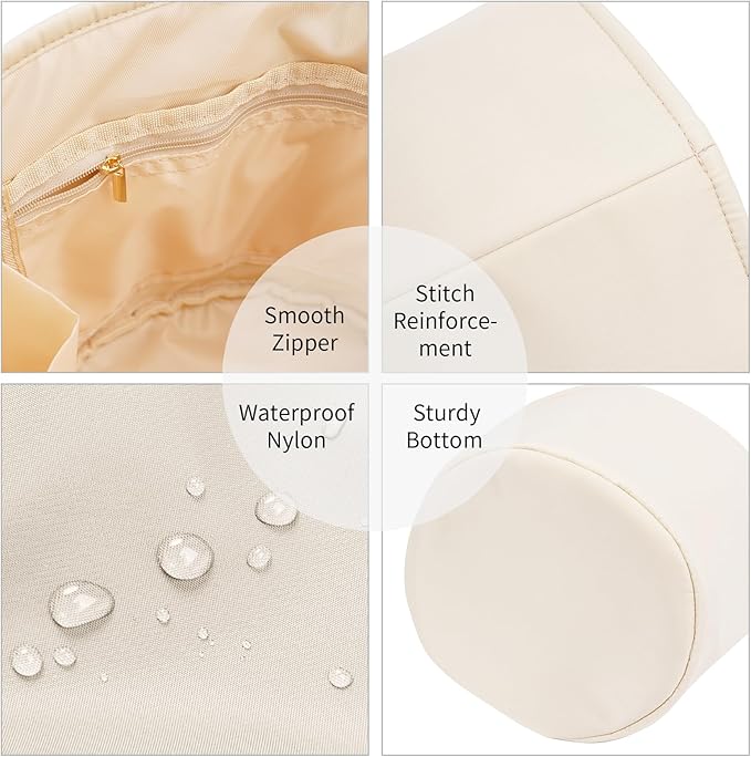 NOTAG Purse Organizer Insert Nylon Round Bucket Bag Organizer for Handbag Small Tote Dividers Insert (Beige)