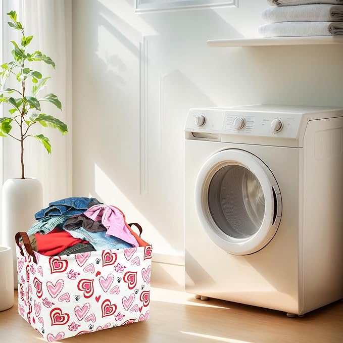 ASKETAM Valentine's Day Basket Gift for Empty Cute Heart Large Storage Bin for Kid and Baby Room Décor (Love you heart)
