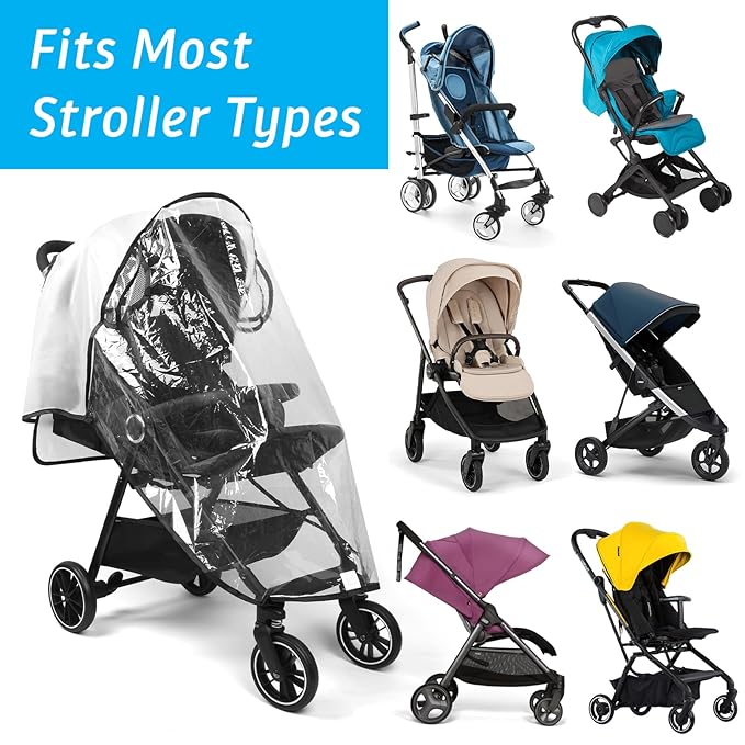 Clear Stroller Rain Cover, Universal Stroller Cover Breathable, Foldable Travel Weather Shield, Waterproof Windproof Baby Stroller Accessories for Trip Use, Daily Walks