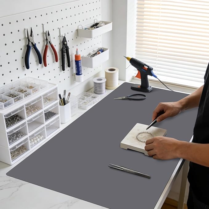 Extra Large Silicone Mat for Kitchen Counter 36" x 24" Silicone Table Mat for Resin Workbench Mat Heat Resistant Mat Coffee Bar Mat,Dark Gray