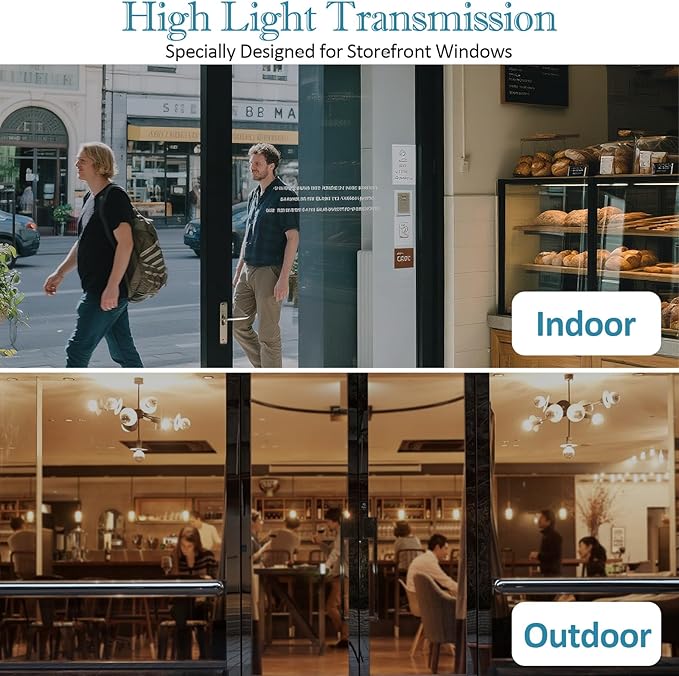Window Film Transparent Heat Control UV Blocking, 70% VLT Window Tint for Shopfront Glass with Installation Tools, PET Material, Ideal for Stores, Glass Doors and Display Windows, 35.4Inch×196.9Inch