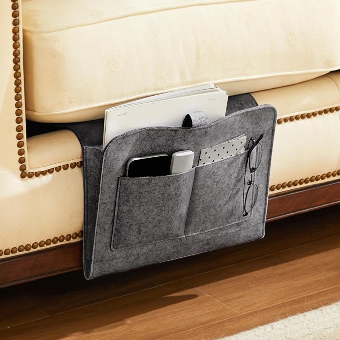 YOUDENOVA Bedside Caddy, Bedside Organizer for Dorm Room, Bunk Bed, Grey