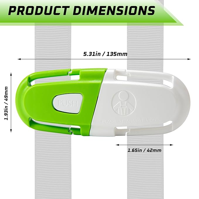 Universal Car Seat Chest Clip, Adjustable Harness Positioning Clip for Stroller and Booster Seat, Anti-Slip Shoulder Straps Holder Accessory for Parents (1 Pack, Green&White)