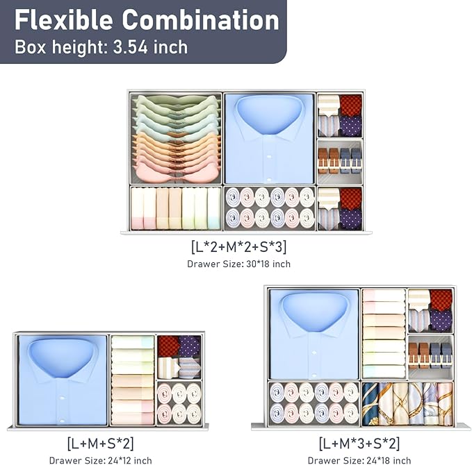 DIMJ Drawer Organizer Clothes Storage - 24 Pack Baby Dresser Organizer for Nursery Closet Organization, Fabric Drawer Organizer Bins for Underwears Socks Bras, Foldable Storage Dividers for Bedroom