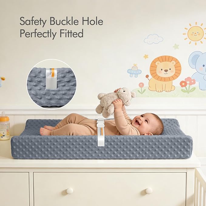 2 Pack Baby Changing Pad Covers, Super Soft Plush Dot Diaper Changing Table Covers Fit 32x16 Inch Changing Table Pad