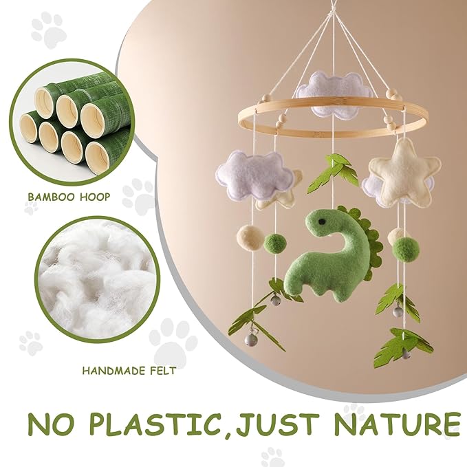 Baby Mobile for Crib – Handmade Hanging Felt Nursery Mobile – Fits Most Crib Arms – Gender-Neutral Boho Nursery Decor & Baby Gift
