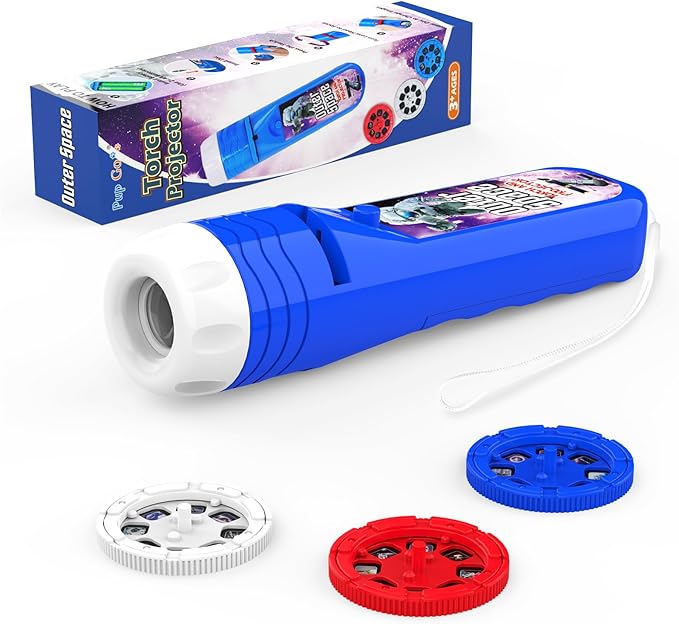 Pup Go Outer Space Projector Flashlight for Kids Ages 3+, STEM Space Toys for Boys & Girls, Spaces Explore Night Light Projectort with 3 Discs 24 Images, Educational Toys Present for Toddler Children