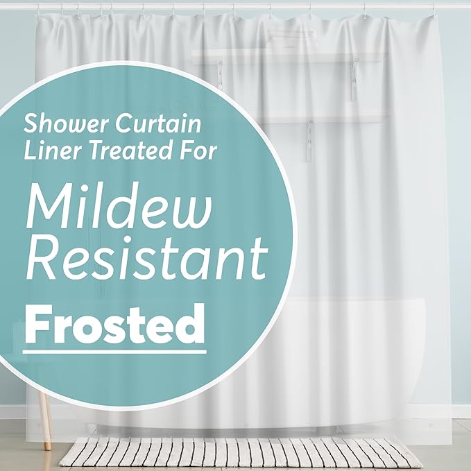 BigFoot Shower Curtain Liner – 72 x 84 PEVA Premium Shower Curtain with Rustproof Metal Grommet and 3 Magnetic Weights – Odor Free and Compatible with Standard Showers, Frosted