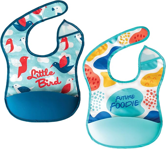 Tiny Twinkle Silicone Pocket Bibs - Waterproof, Food Catching, Mess-Proof Bibs for 6-24 Months Baby Boy and Girl, Toddlers