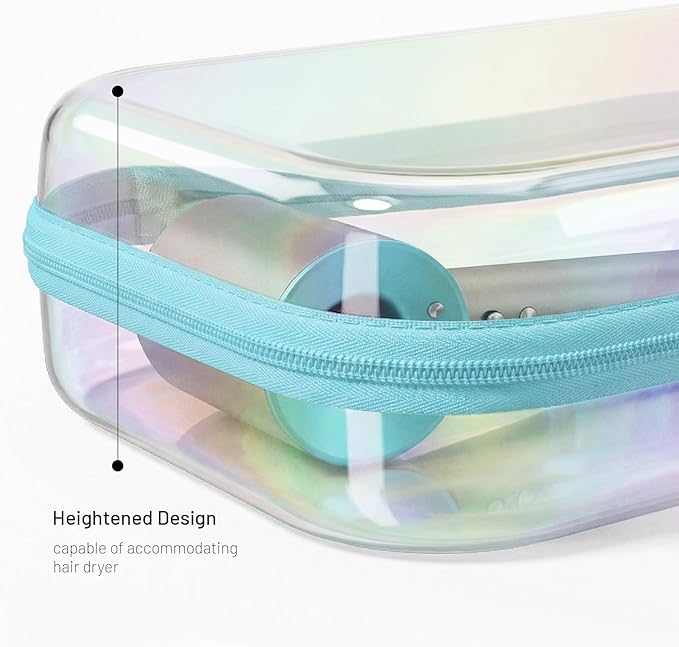 Clear Hard Shell Zipper Case,Toiletries Bag,Makeup Bag,2pcs Large Capacity Water-resistant Toiletry Bag,Portable Travel Organizer and Storage,Bathroom Clear Cosmetic Case for Women