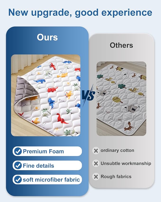 Odorless Premium Foam Baby Play Mat 74" x 50", Soft Microfiber Fabric Crawling Mat for Floor- Comfortable and Hypoallergenic, Non-Slip Cushioned Floor Playpen mat for Infants,Babies,Toddlers