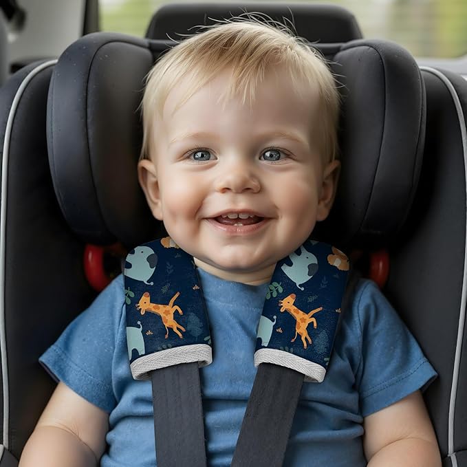 Seat Belt Cover Pad for Baby, Soft Seatbelt Cushion Covers for Kids 2Pcs Car Seat Strap Shoulder Pads for All Car Seats, Stroller, High Chair