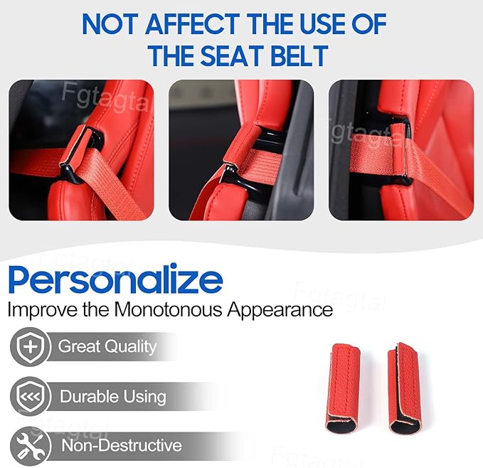 Car Seat Belt Stay Clips Compatible with Chevrolet Corvette C7 C8 2014-2026, Seat Belt Guide Anti-Belt Pop Guards Clips, Seat Belt Buckle Anti Off Cover, 2Pcs (Red)