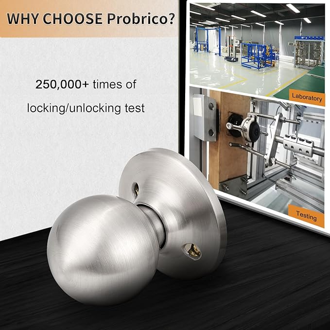Probrico Dummy Door Knob, Single Sided Knobs for Closets/French Doors/Pantry, Brushed Nickel Non-Turning Door Knob Interior Door Push/Pull 6 Pack
