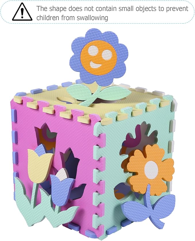 Tamiplay Foam Play Mat for Kids，25Pcs Square Interlocking Puzzle Floor Mat，Baby Play Mat Floor Mat Foam Puzzle Playmat for Toddlers with Fence（Flower-CSH037