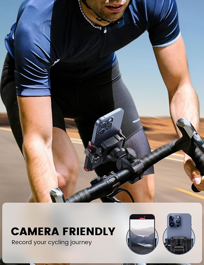 Lamicall Motorcycle Bike Phone Mount - [1s Quick Release] Bike Cell Phone Holder Clip, Bicycle Scooter Handlebar Clamp, for iPhone 17 16 15 14 Pro Max, Galaxy S25 S24 Ultra, 4.7-7" Phones, Red