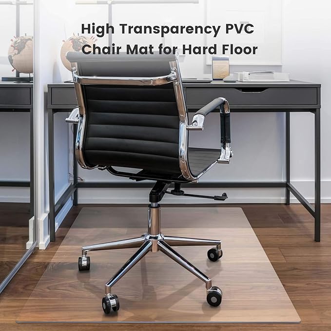 Yecaye Office Chair Mat for Hardwood Floor, 30" x 48" Clear Computer Desk Chair Mat, PVC Heavy Duty Floor Protector for Rolling Chairs, 1.7mm Thick Chair Mat (Transparent, 30" x 48" x0.07'')