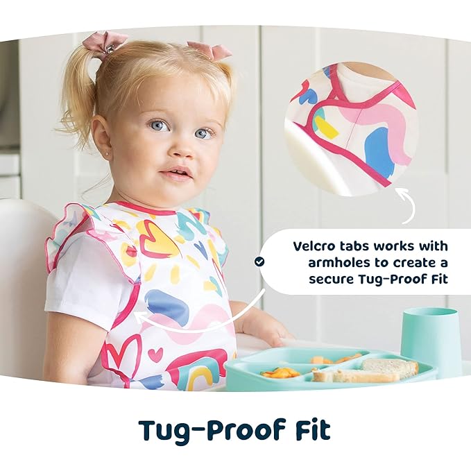 Tiny Twinkle Mess Proof Baby Bib for Girls | Waterproof Toddler Bib for Eating | Baby Apron for Feeding | Machine Washable | Perfect Shower Gift (Lilac, Small 6-24 Months)