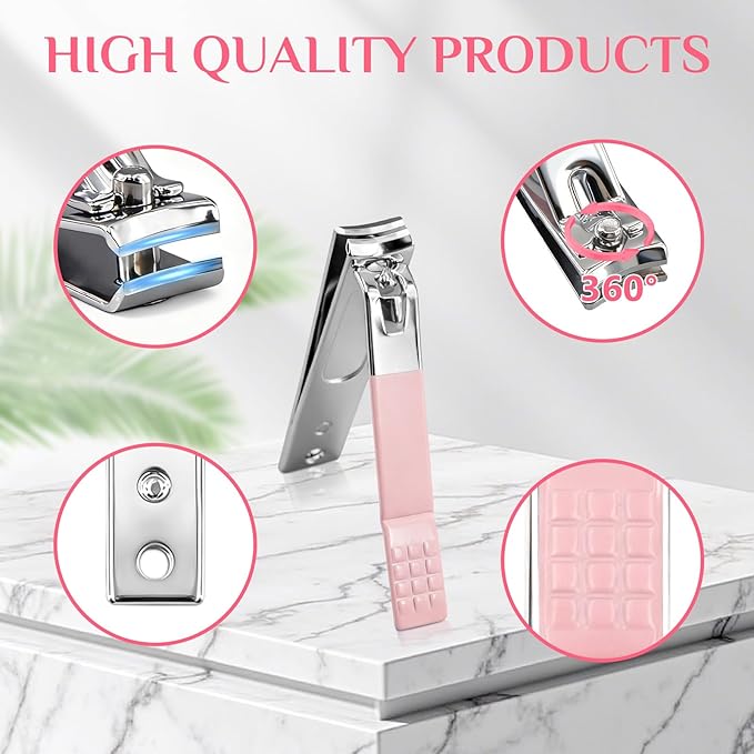 26-Piece Professional Manicure Set，Features Stainless Steel Tools, Carbon Steel Clippers & Travel Case for Women's Home and Travel Grooming，Luxury Nail Care Gift for Her(Pink)