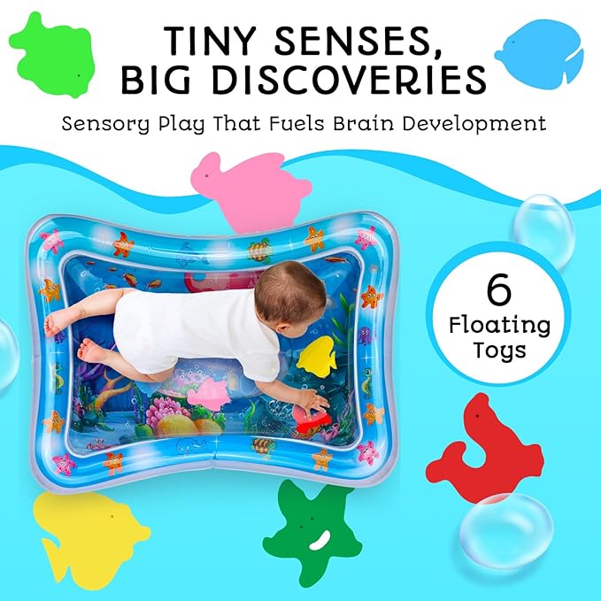 AVEC MAMAN Tummy Time Water Mat – Inflatable Water Play Pad for Babies - Sensory Tummy Time Mat for Floor Play - 100% BPA-Free & Leakproof - Baby, Infants 3-12 Months