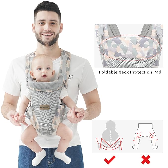 Ocanoiy Baby Wraps Carrier, Ergonomic Baby Carrier Newborn to Toddler, Cozy Baby Front and Back Carrier for 7-45lbs (Camouflage)