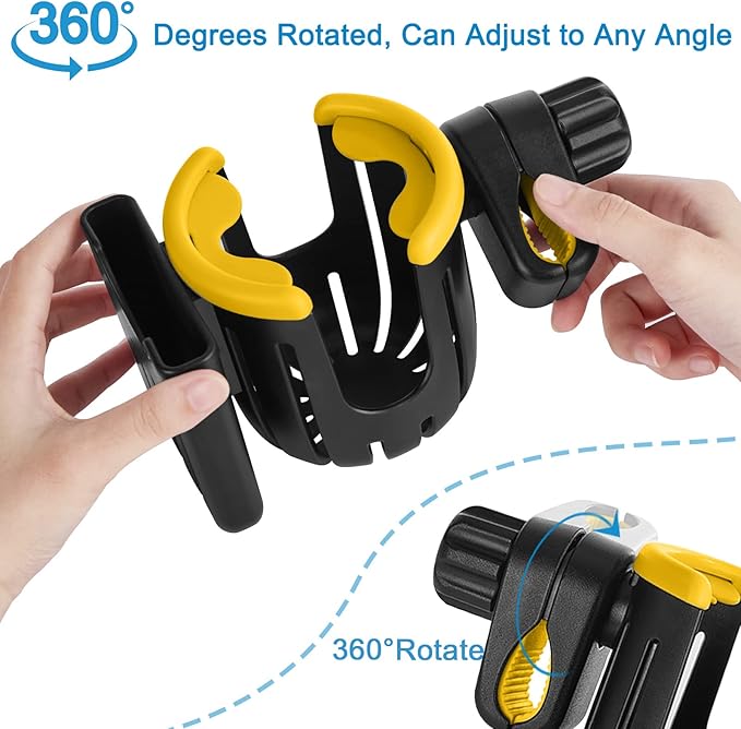 Accmor Stroller Cup Holder with Phone Holder, Universal Cup Holder, 2-in-1 Cup Phone Holder for Stroller, Bike, Walker, Wheelchair
