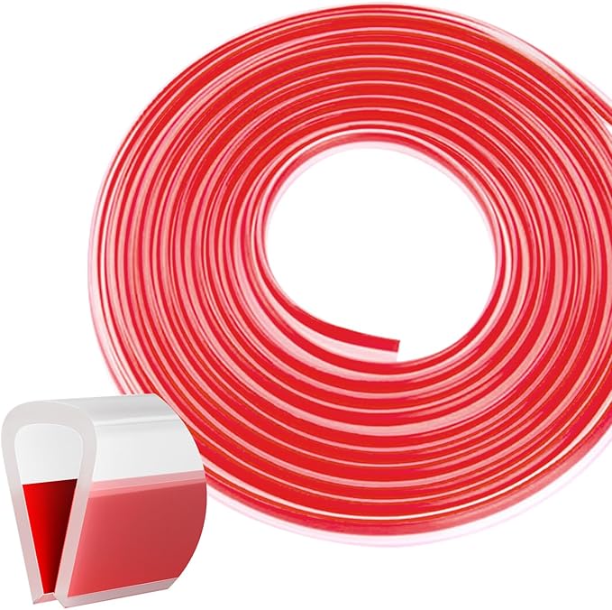 Silicone Edge Trim Self-Adhesive U Channel Silicone Edge Trim Edge Protector for Sheet Metal (Clear, Fit 1/4" - L 20')