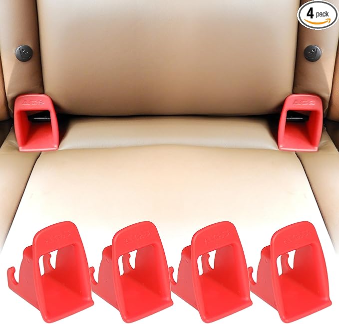 ISOFIX Interface Belt Latch Guide, 4Pcs Red Car Seat ISOFIX Interface Buckle Fixed Guide Groove Car Seat Bracket Connector (4Pcs Red)