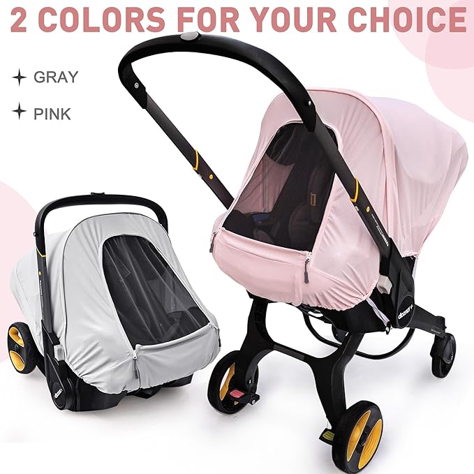 Summer Baby Car Seat Cover Compatible with Doona Car Seat and Stroller,Breathable Sunproof Car Seat Canopy for Girls,Suitable for Spring/Summer/Autumn Use (Pink)