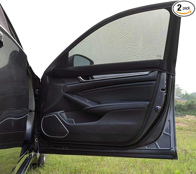 Car Front Side Window Shades,2 Pack Breathable Mesh Car Window Screens Sun Shades Covers for Car Camping