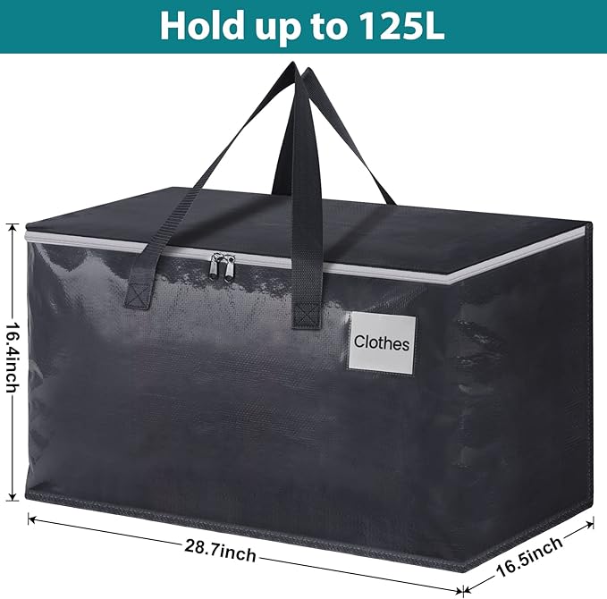 Moving Bags Heavy Duty with Strong Zippers and Handles Collapsible Moving Supplies, Storage Totes for Packing & Moving Storing 125L 6Pack
