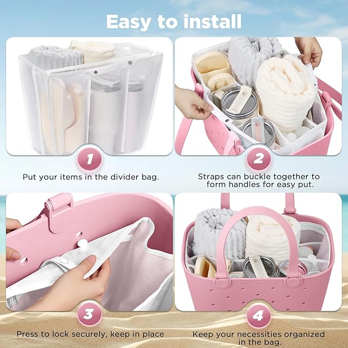 OUTXE Beach Bag Organizer Inserts Compatible with Large Simple Modern Bag Accessories, Lightweight Mesh Insert Divider Pouch for L Simple Modern Bag, Fits Travel, Pool, Boat, Sports