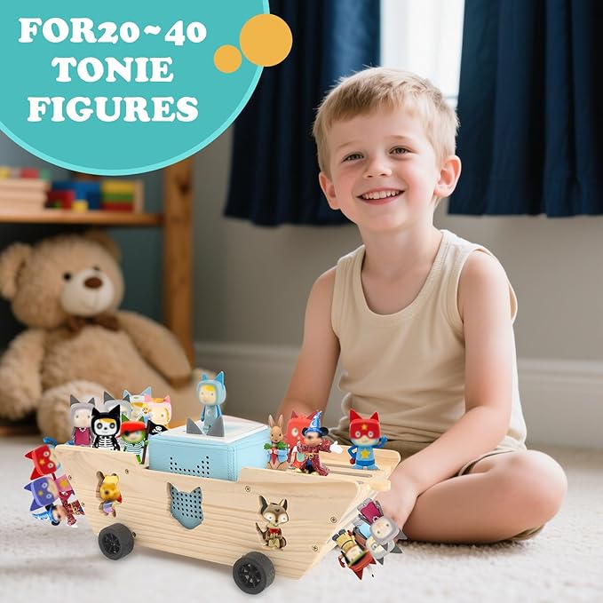 RZYLKA for Tonies Box Ship Organizer Storage Shelf, Magnetic Floating Shelves for Toniebox Generation 1/2 Player Tonies Figures Characters for Children, Display Collection 20~30 Characters
