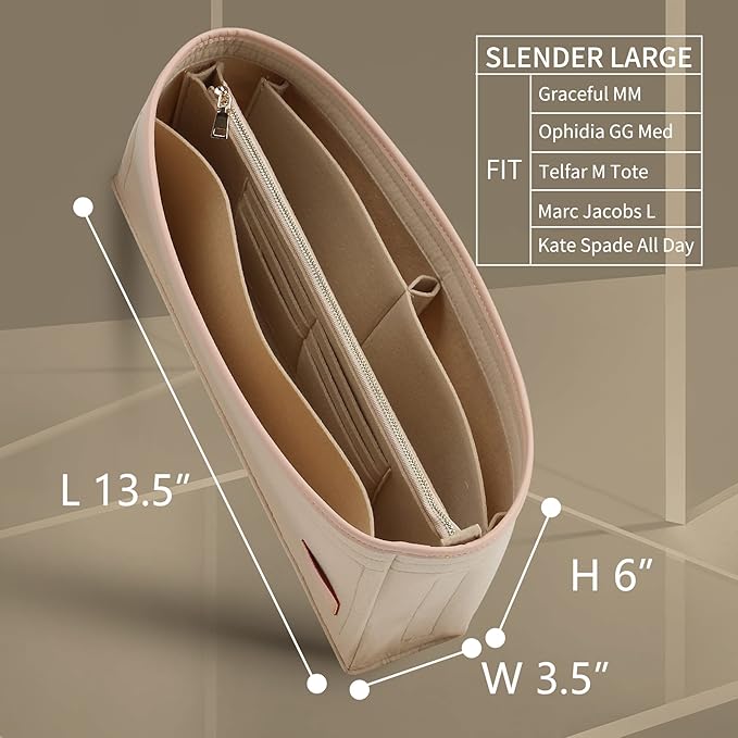 Doxo Purse Organizer Insert & Base Shaper, Felt Handbag & Tote Bag Fit LV Graceful MM More(Beige,SL)